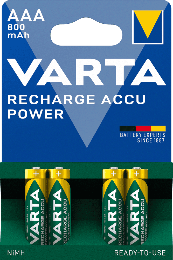 Аккумуляторы VARTA Recharge Accu Power подходят для всех типов устройств — от с низким до высоким энергопотреблением. Они готовы к использованию сразу после покупки, не имеют эффекта памяти и сохраняют до 75% заряда через 12 месяцев. Универсальны, долговечны и совместимы со всеми зарядными устройствами и приборами.\r