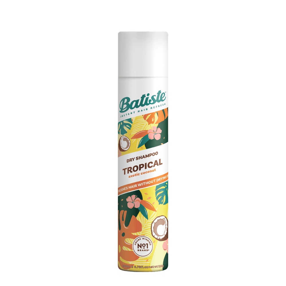 Сухой шампунь Batiste Original с тропическим ароматом быстро очищает и освежает волосы. Сухой шампунь устраняет жирность корней, придавая скучным и безжизненным волосам необходимый блеск, без использования воды.