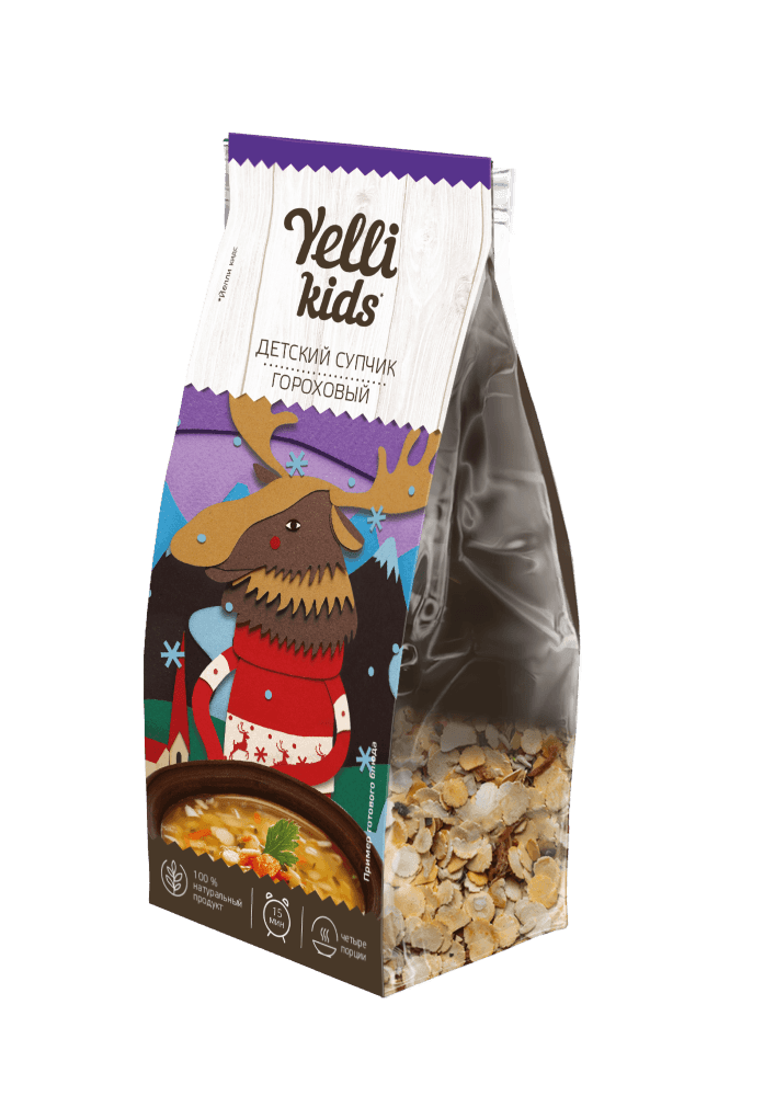 Натуральный детский гороховый суп на 4 порции. Готовится за 15 минут.