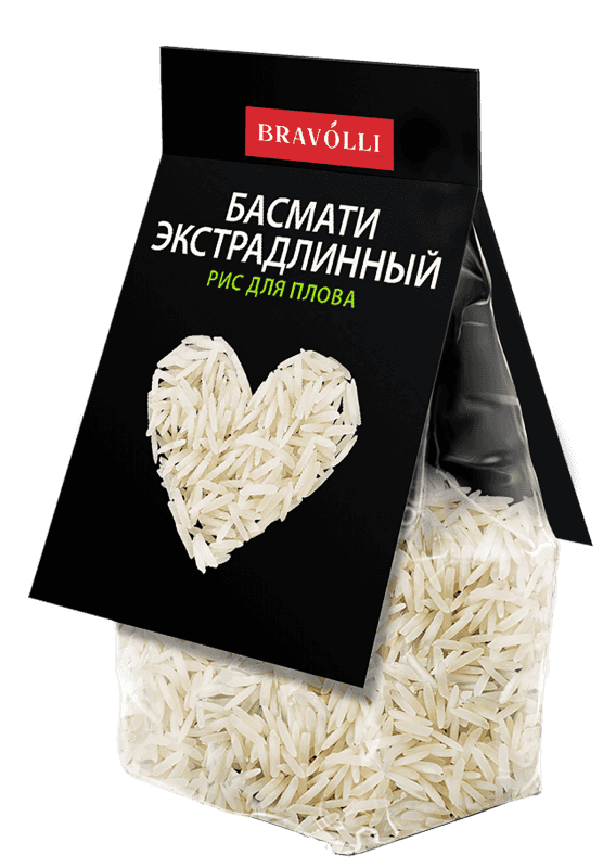 Обладает повышенной способностью поглощать жир, увеличивается в 1,5 раза при варке в длину и остается рассыпчатым после варки. Идеальный индийский рис для плова.