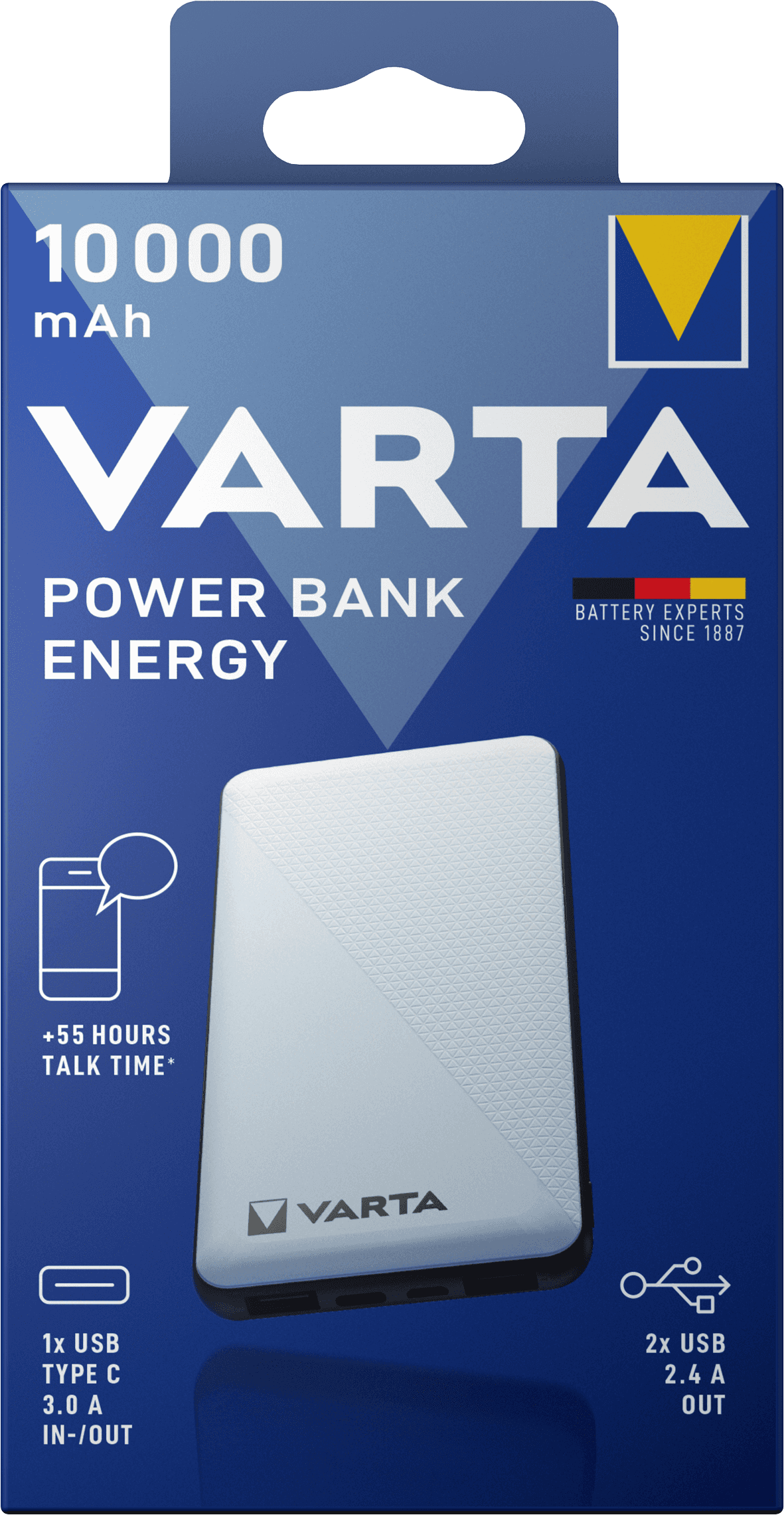 Компактный и мощный Powerbank VARTA с тремя портами обеспечивает надёжную и быструю зарядку до трёх мобильных устройств одновременно (до 20 Вт). Идеален для поездок и активного образа жизни — поддерживает сквозную зарядку, оснащён индикаторами заряда и поставляется с кабелем USB-C. Соответствует высоким стандартам безопасности благодаря технологии VARTA Advanced Safety Technology и отличается современным дизайном в универсальной цветовой гамме.\r