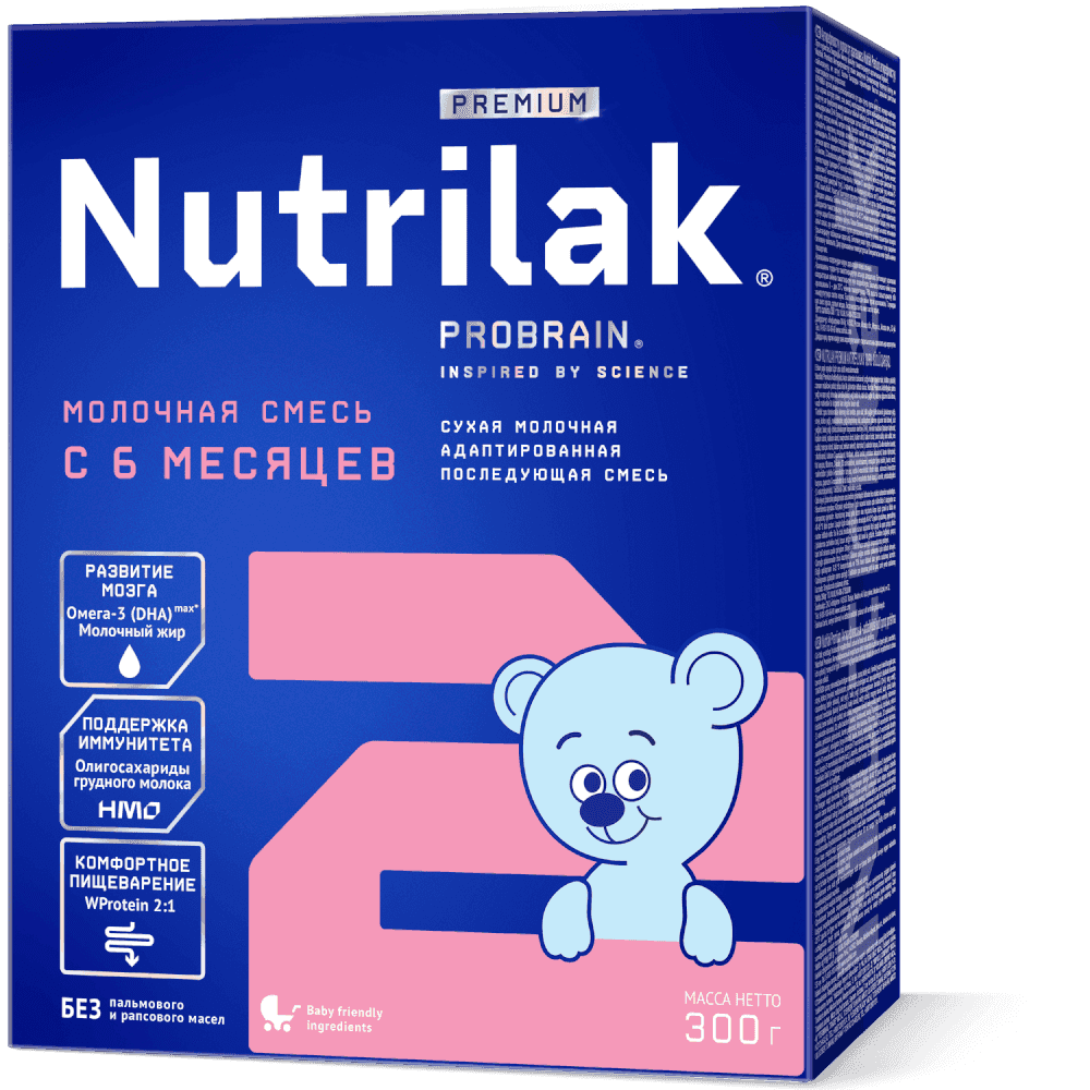 Детская смесь для детей с 6 месяцев без пальмового и рапсового масел содержит максимальное количество Омега-3 (DHA) для развития мозга и интеллекта. Молочный жир улучшает усвоение DHA, а олигосахариды грудного молока поддерживают иммунную систему и защищают от инфекций.
