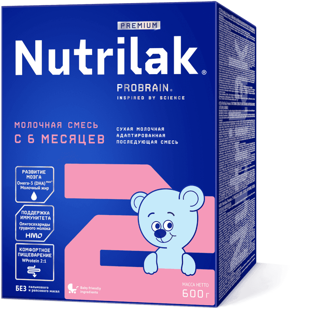 Детская смесь для детей с 6 месяцев без пальмового и рапсового масел содержит максимальное количество Омега-3 (DHA) для развития мозга и интеллекта. Молочный жир улучшает усвоение DHA, а олигосахариды грудного молока поддерживают иммунную систему и защищают от инфекций.